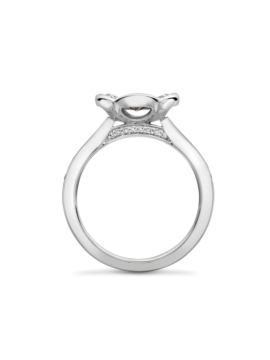 Flower Pink and White Diamond Platinum Ring