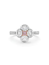 Flower Pink and White Diamond Platinum Ring