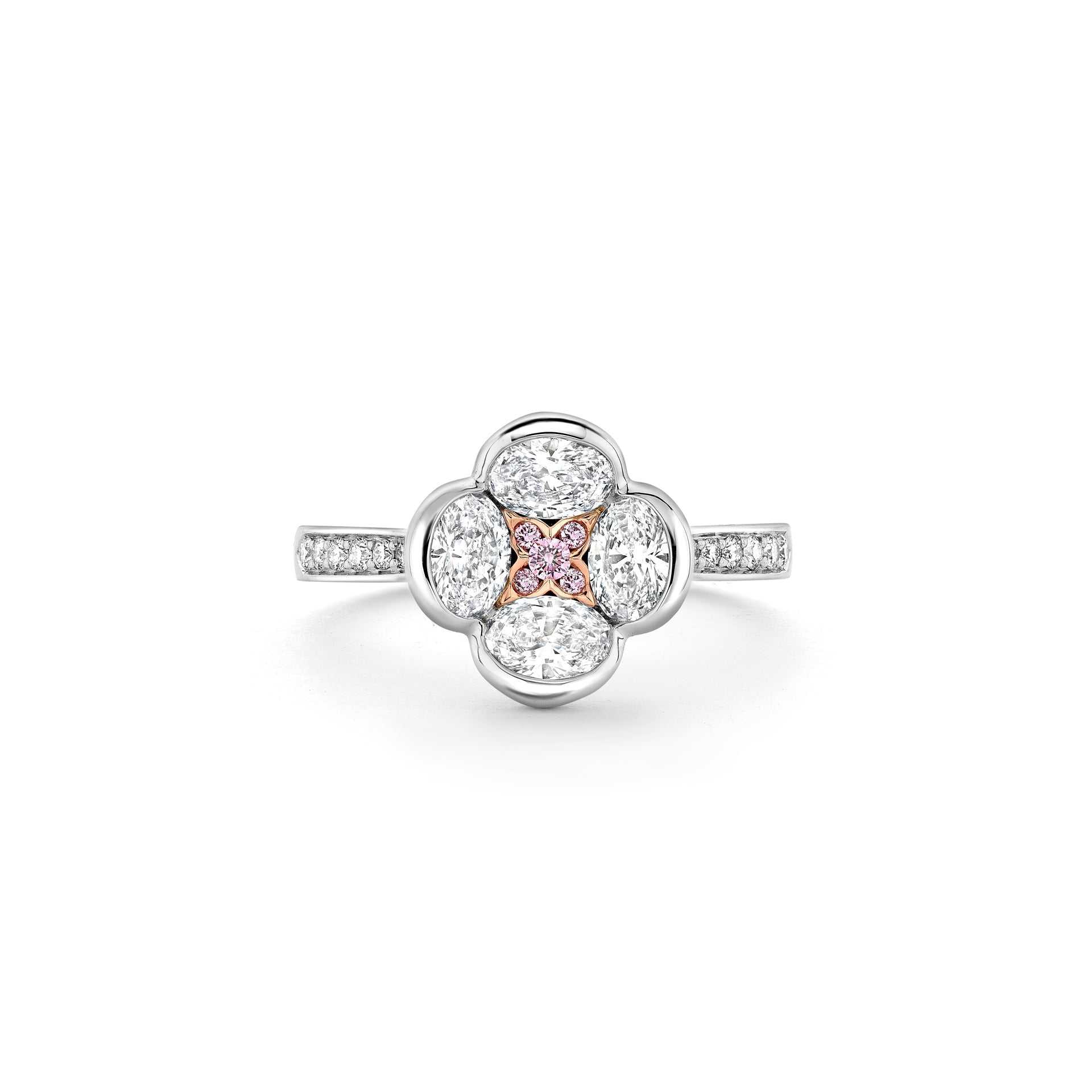 The Rose Pink and White Diamond Platinum Ring
