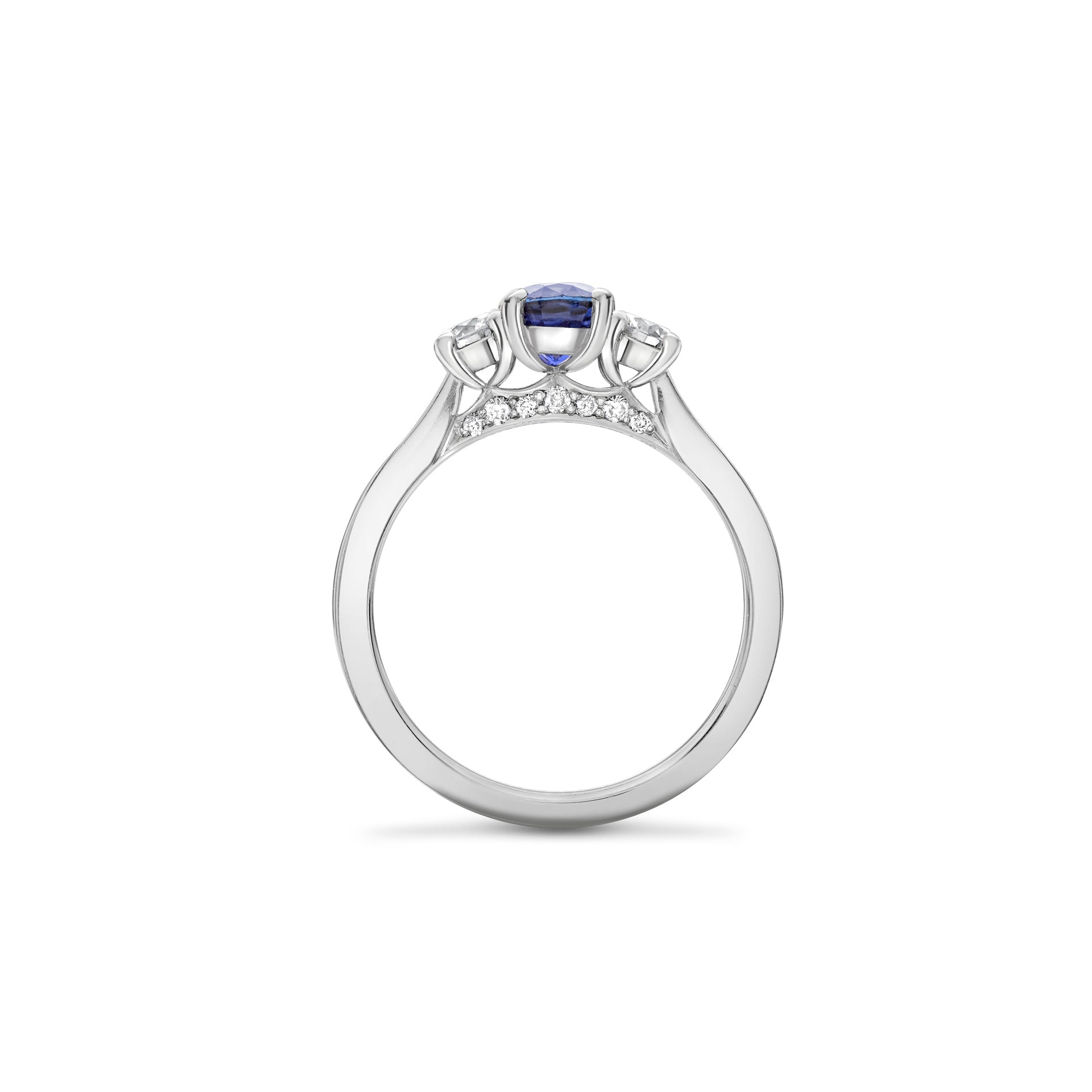 Trilogy Sapphire Diamond Platinum Engagement Ring 1 carat (approx.)
