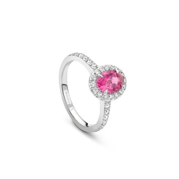 Vintage Oval Pink Sapphire Platinum Ring