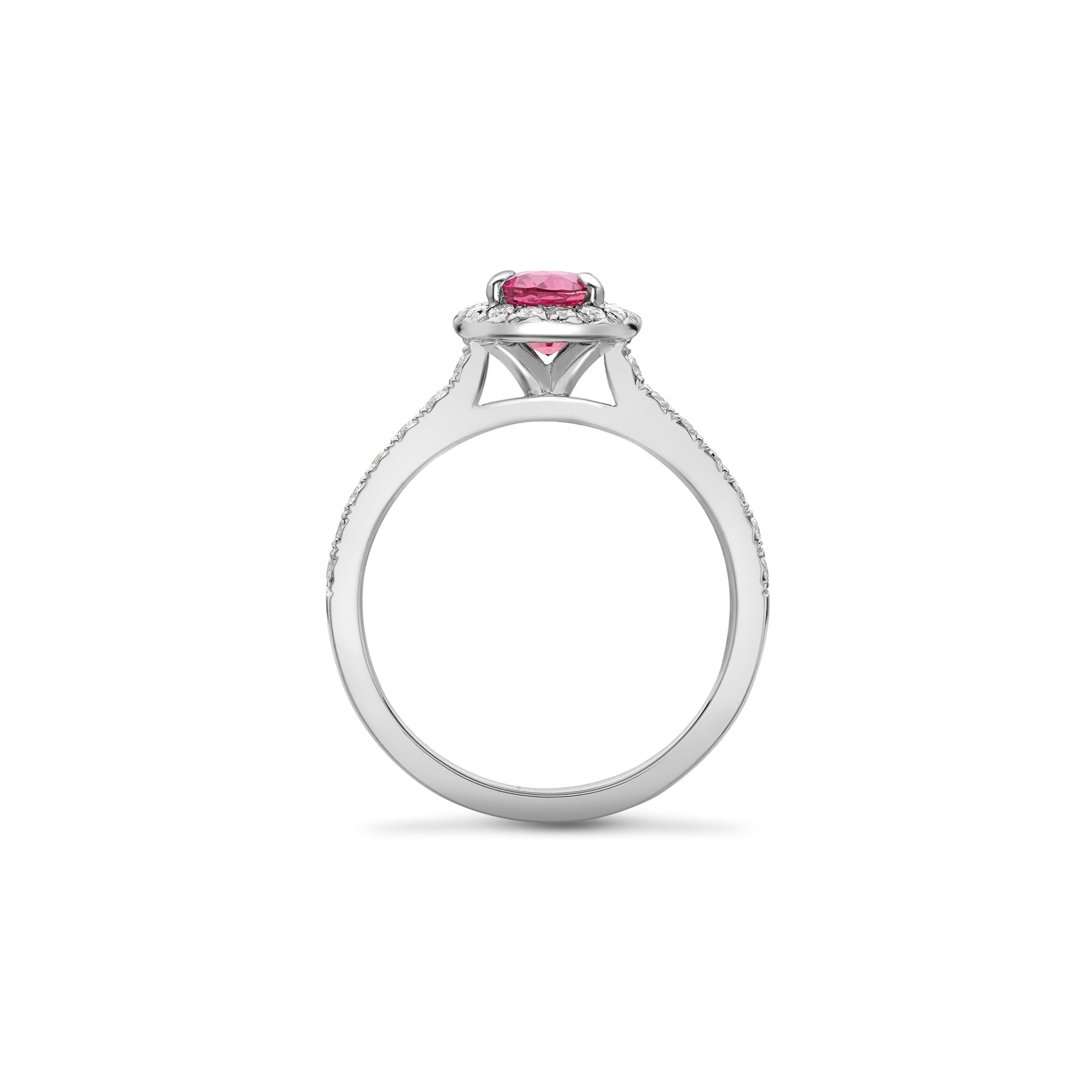 Vintage Oval Pink Sapphire Platinum Ring