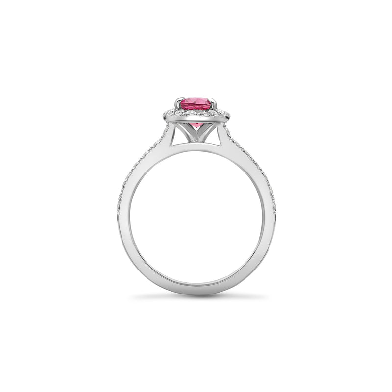 Vintage Oval Pink Sapphire Platinum Ring