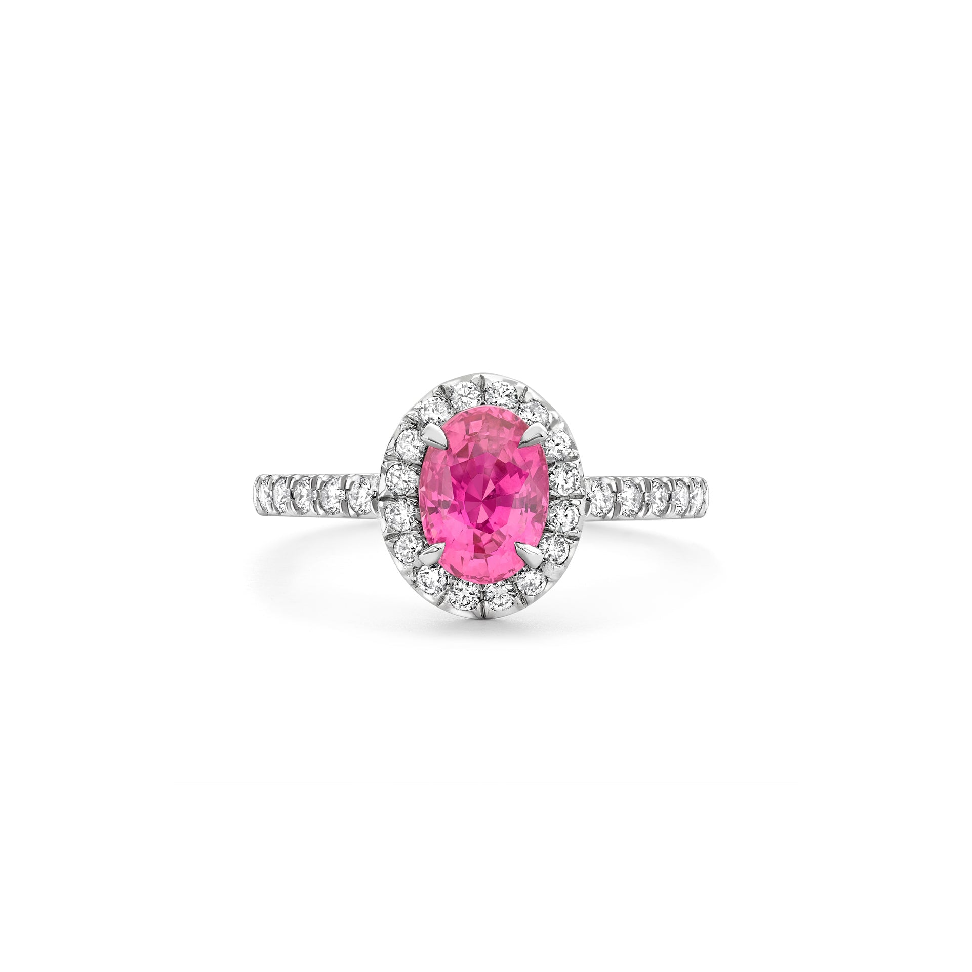 Vintage Oval Pink Sapphire Platinum Ring
