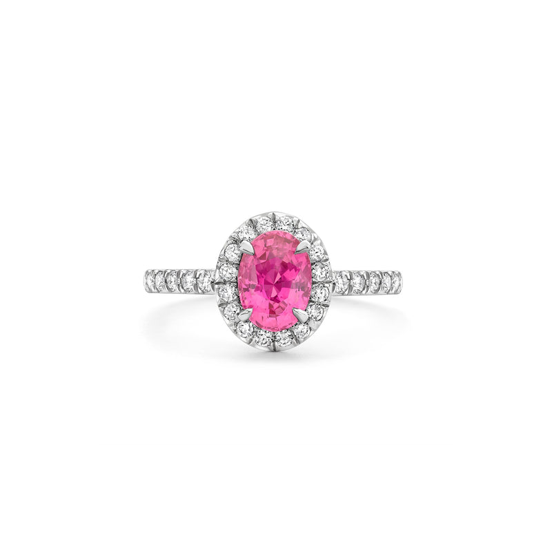 Vintage Oval Pink Sapphire Platinum Ring