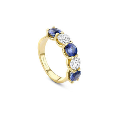 Classic Evermore Five Stone Sapphire Yellow Gold Eternity Ring