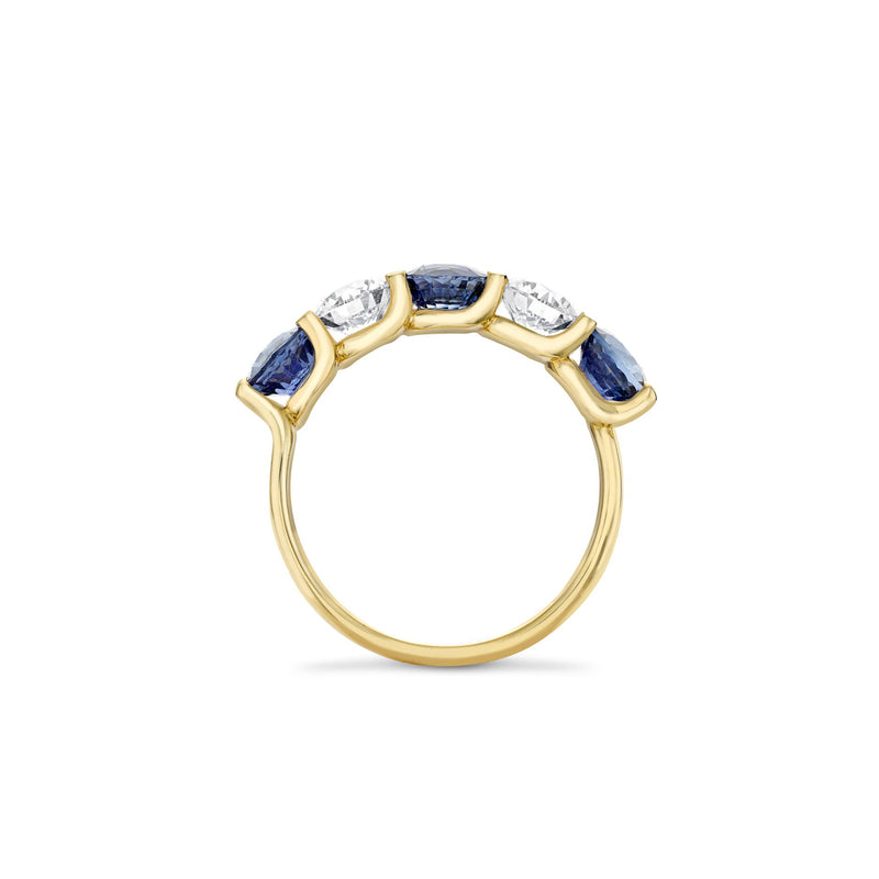 Classic Five Stone Sapphire Yellow Gold Eternity Ring
