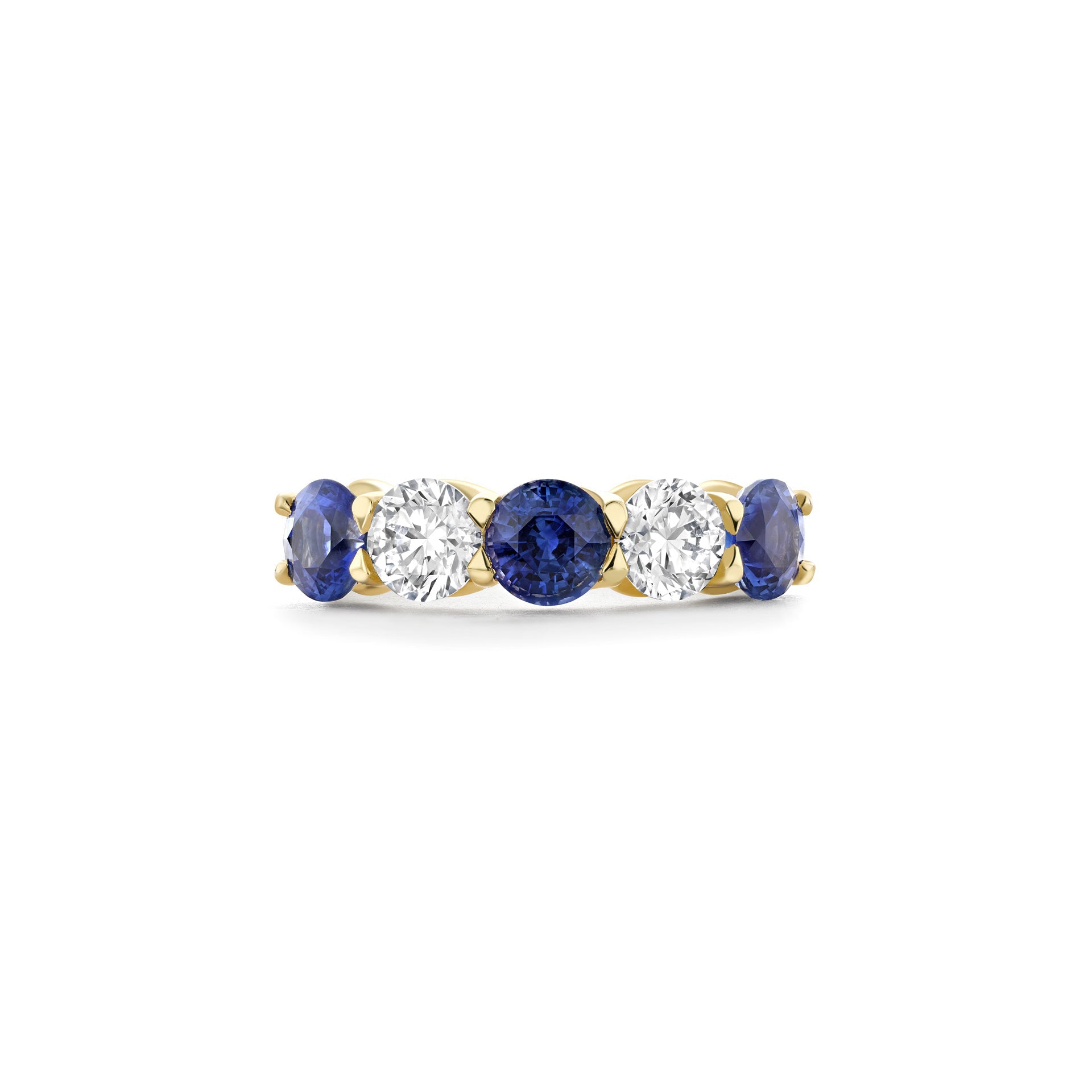 Classic Five Stone Sapphire Yellow Gold Eternity Ring