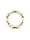 Classic Ashoka Diamond Sapphire Scalloped Full Hoop Yellow Gold Eternity Ring