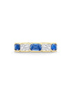 Classic Ashoka Diamond Sapphire Scalloped Full Hoop Yellow Gold Eternity Ring