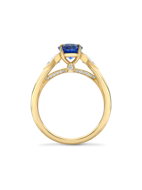 Trilogy Cupid Oval Sapphire Yellow Gold Ring