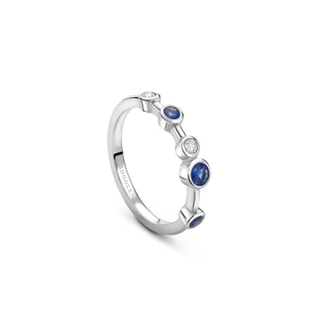 Raindance Half-Hoop Platinum Diamond and Sapphire Ring