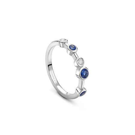 Raindance Half-Hoop Platinum Diamond and Sapphire Ring