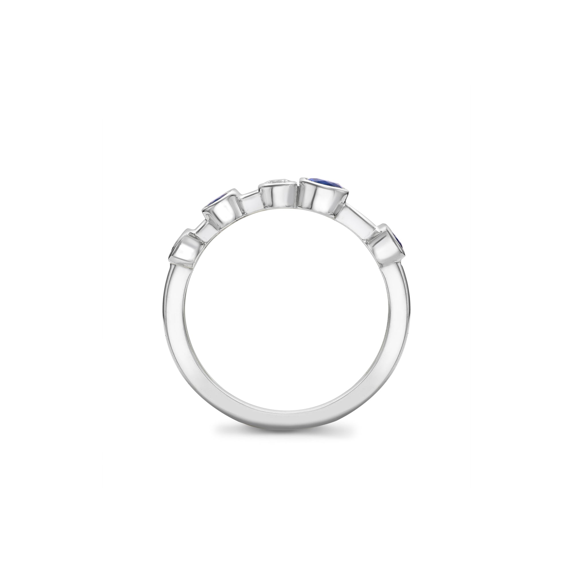 Raindance Half-Hoop Platinum Diamond and Sapphire Ring
