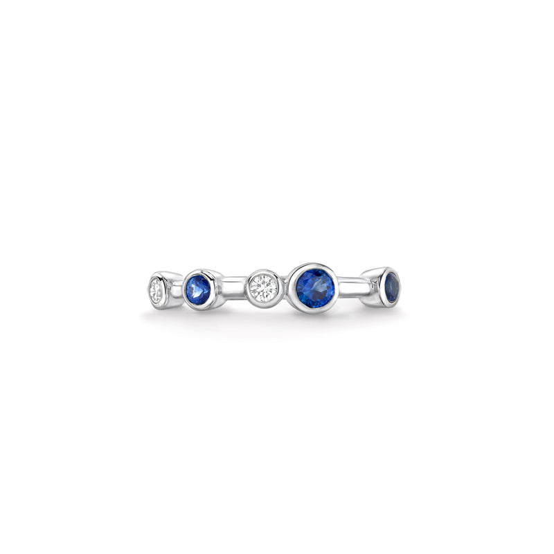 Raindance Half-Hoop Platinum Diamond and Sapphire Ring