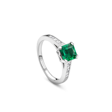 Emerald Cut Emerald Platinum Ring