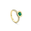 Florentine Cushion Emerald Yellow Gold Ring
