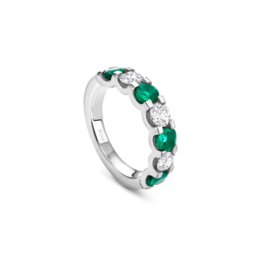 Classic Evermore Medium Emerald Diamond Platinum Eternity Ring