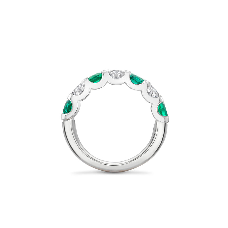 Classic Evermore Medium Emerald Diamond Platinum Eternity Ring
