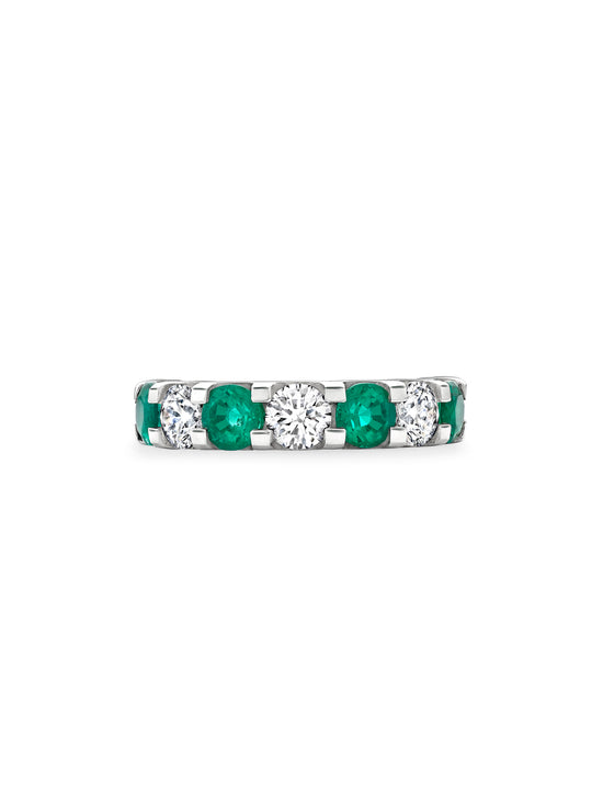 Classic Evermore Medium Emerald Diamond Platinum Eternity Ring