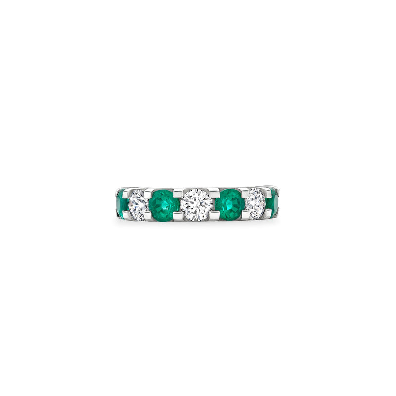 Classic Evermore Medium Emerald Diamond Platinum Eternity Ring