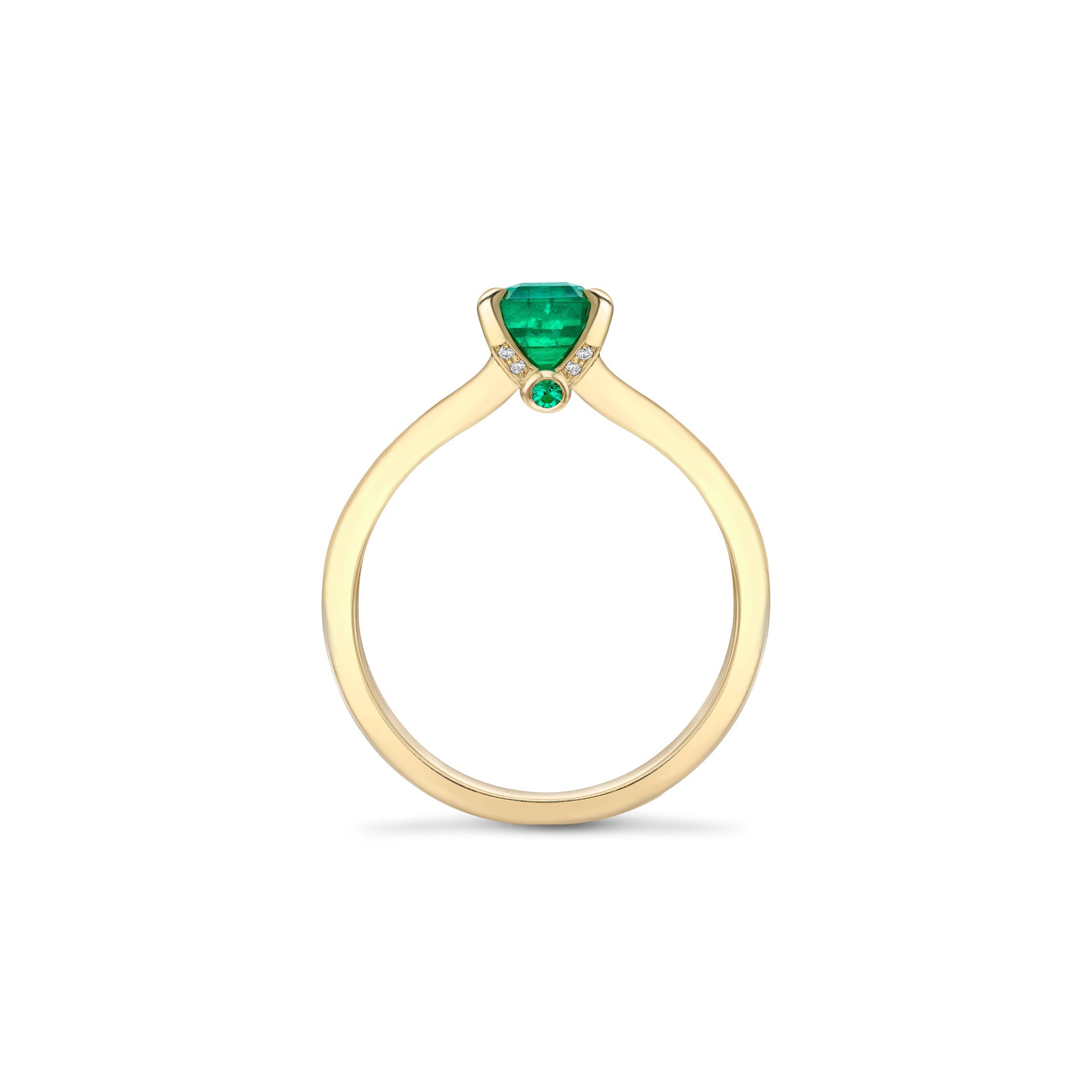 Classic Split Shoulder Emerald Yellow Gold Ring