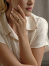 Florentine Oval Emerald Pear Diamond Yellow Gold Ring