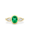 Florentine Oval Emerald Pear Diamond Yellow Gold Ring