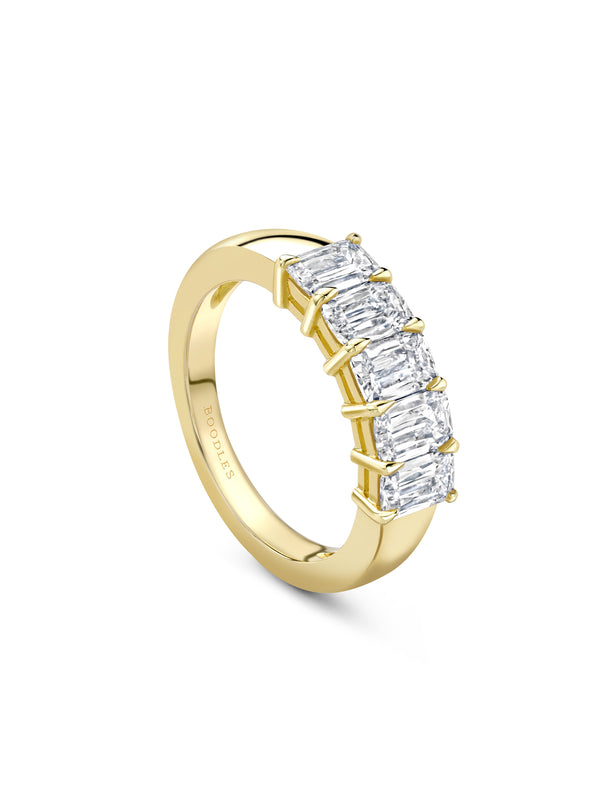 Classic Five Stone Ashoka Diamond Yellow Gold Eternity Ring