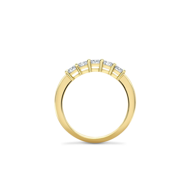 Classic Five Stone Ashoka Diamond Yellow Gold Eternity Ring