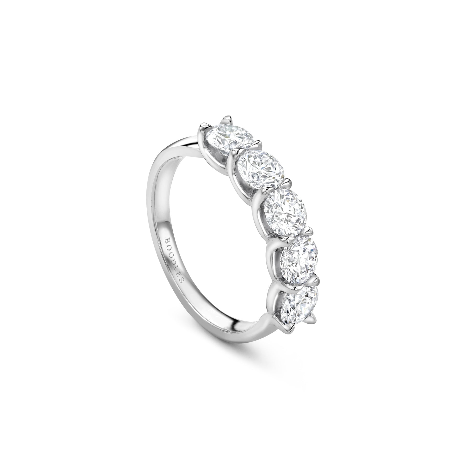 Classic Five Stone Round Brilliant Diamond Platinum Ring