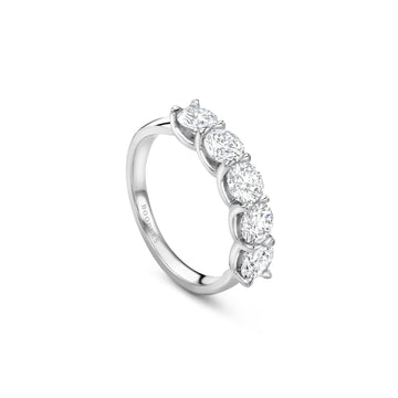 Classic Five Stone Round Brilliant Diamond Platinum Ring