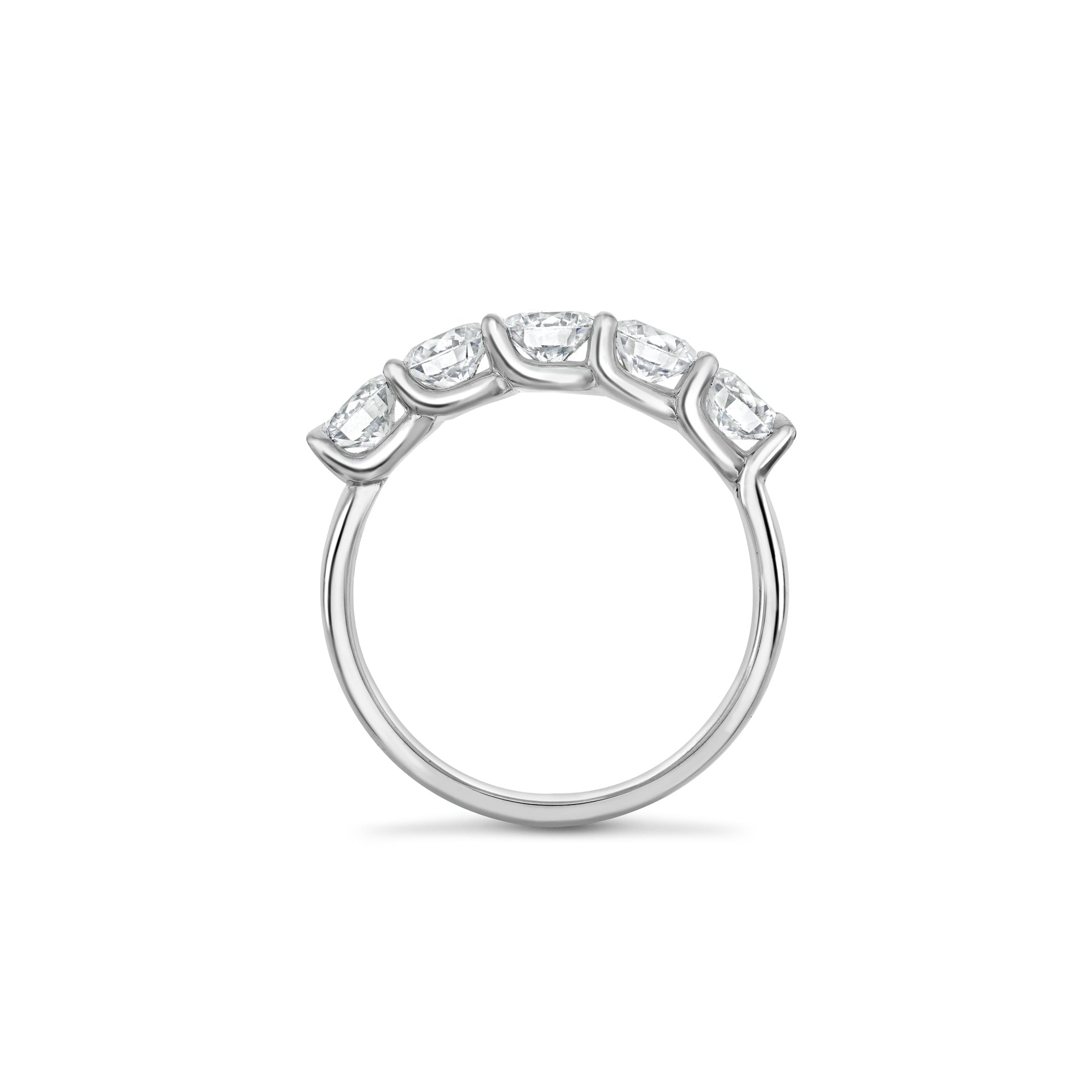 Classic Five Stone Round Brilliant Diamond Platinum Ring