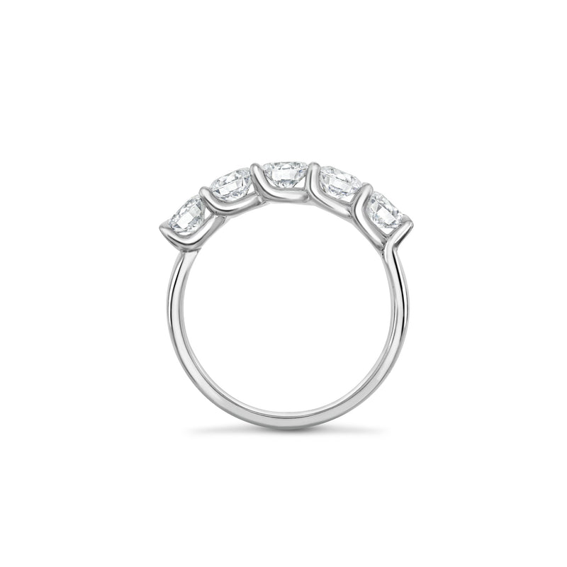 Classic Five Stone Round Brilliant Diamond Platinum Ring