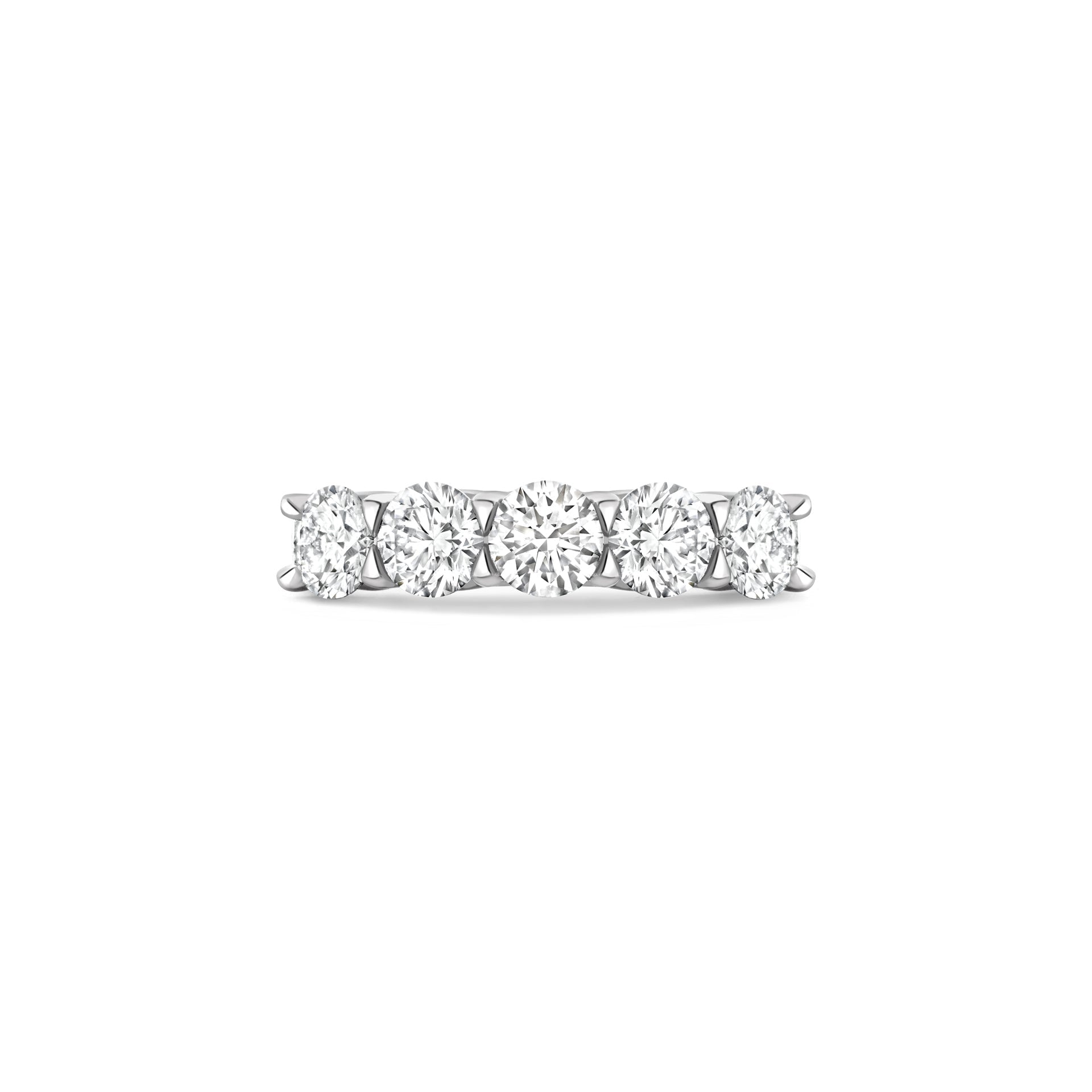 Classic Five Stone Round Brilliant Diamond Platinum Ring