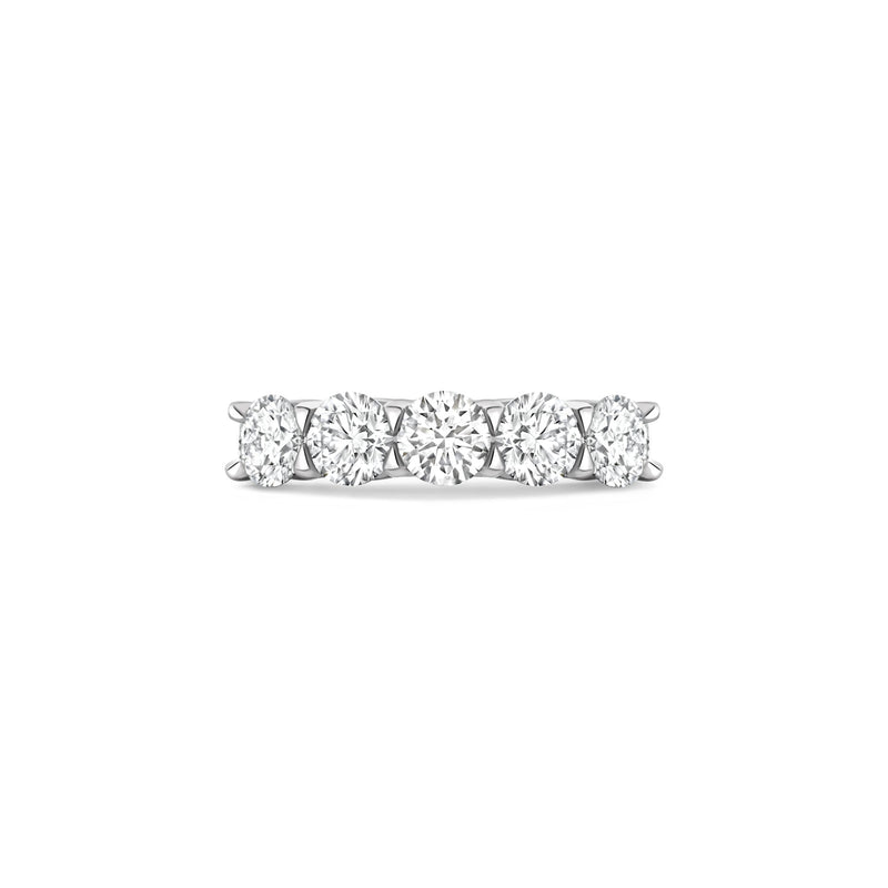 Classic Five Stone Round Brilliant Diamond Platinum Ring