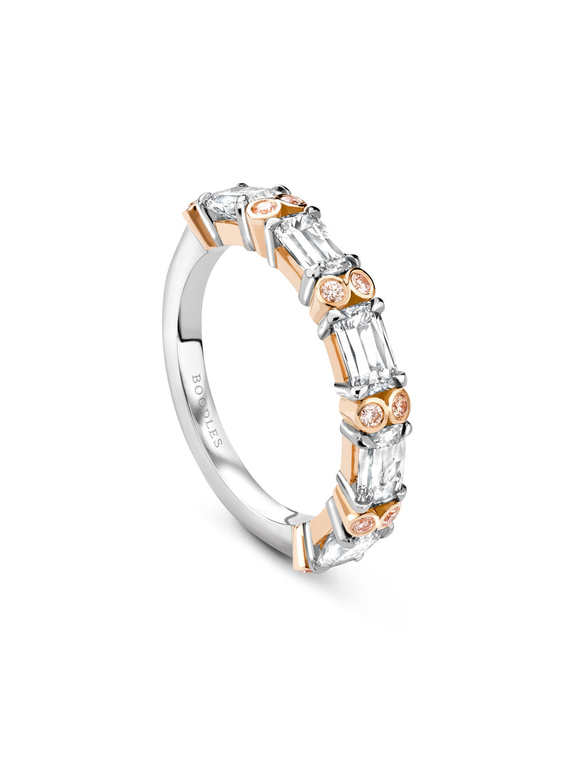 Ashoka and Pink Diamond Platinum Eternity Ring