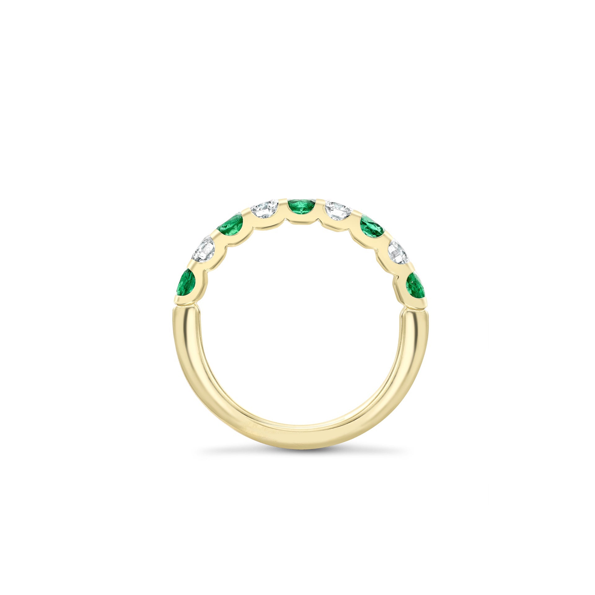 Classic Emerald and Diamond Yellow Gold Eternity Ring