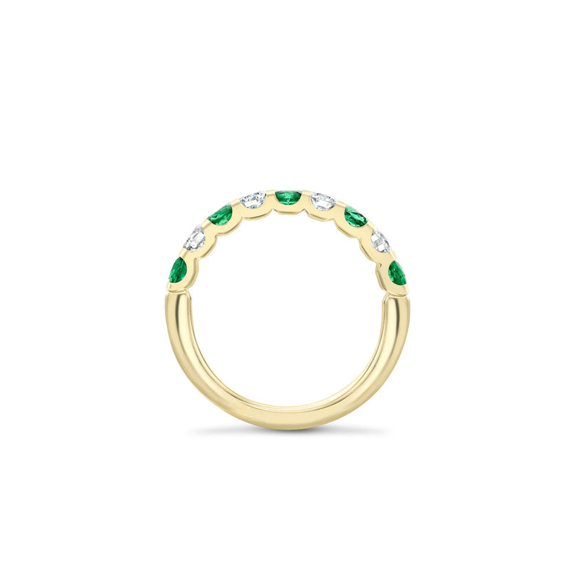 Classic Emerald and Diamond Yellow Gold Eternity Ring