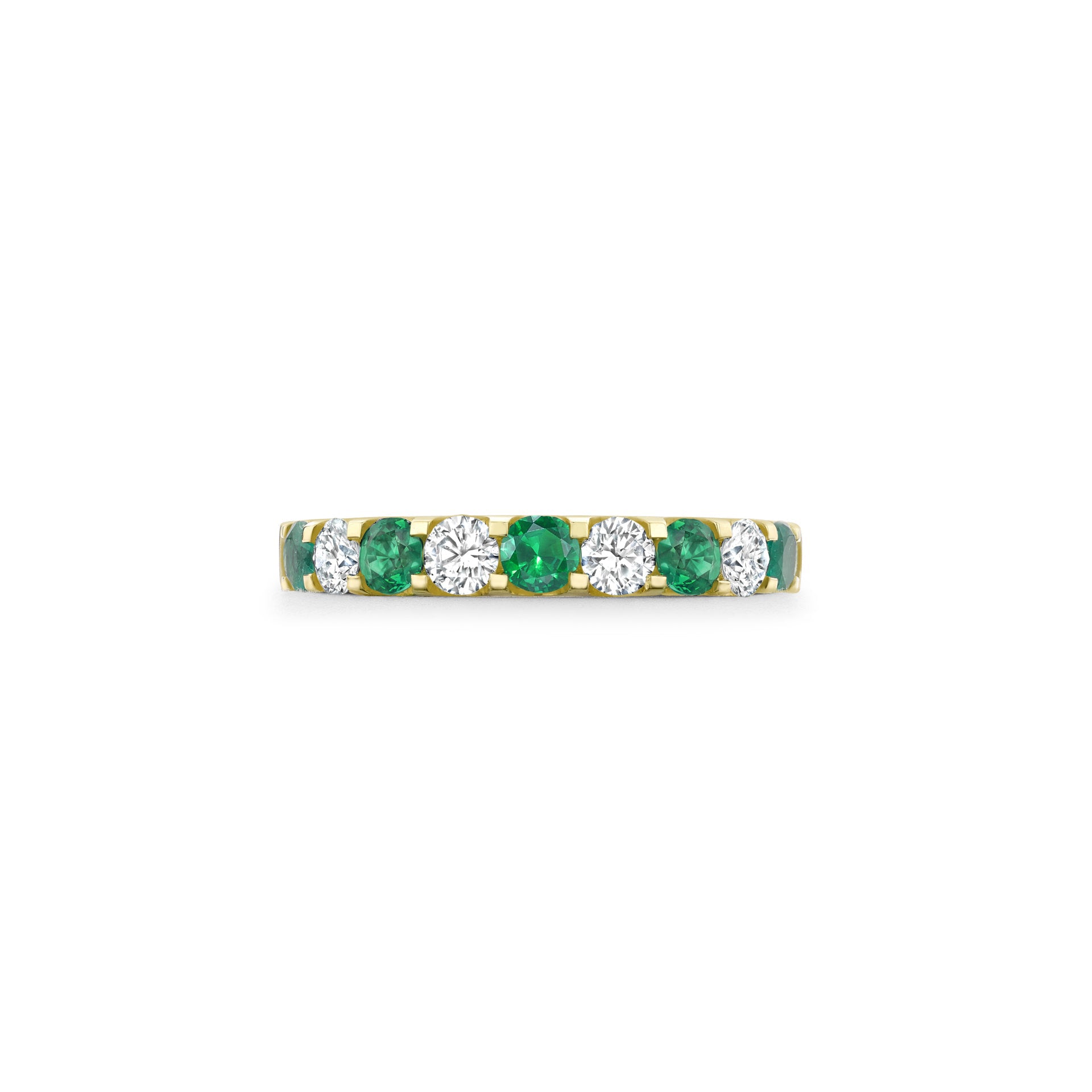Classic Emerald and Diamond Yellow Gold Eternity Ring