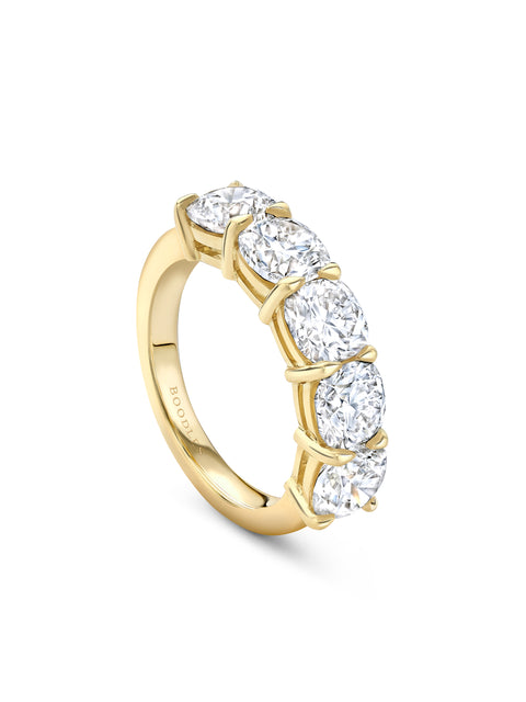 Classic Five Stone Large Half Yellow Gold Diamond Eternity Ring