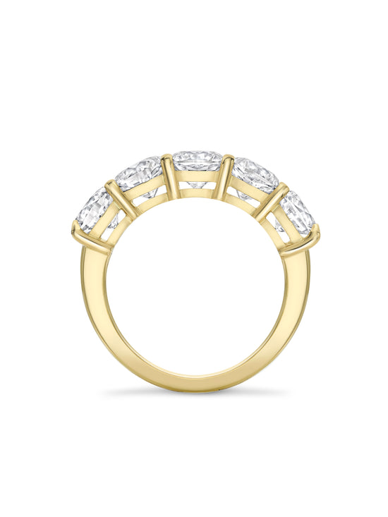 Classic Five Stone Large Half Yellow Gold Diamond Eternity Ring