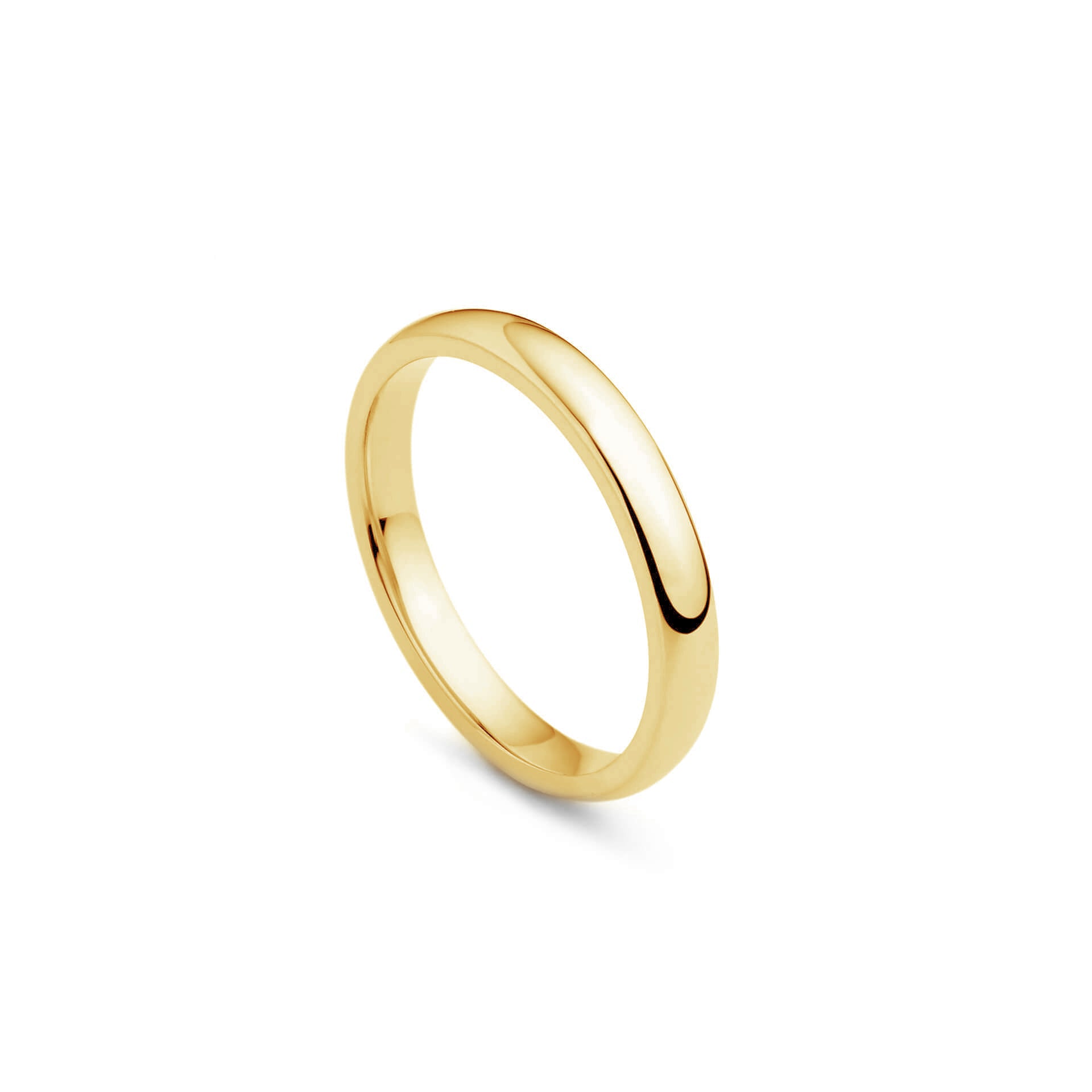 Classic Court Shaped Yellow Gold Wedding Band (3mm Width)