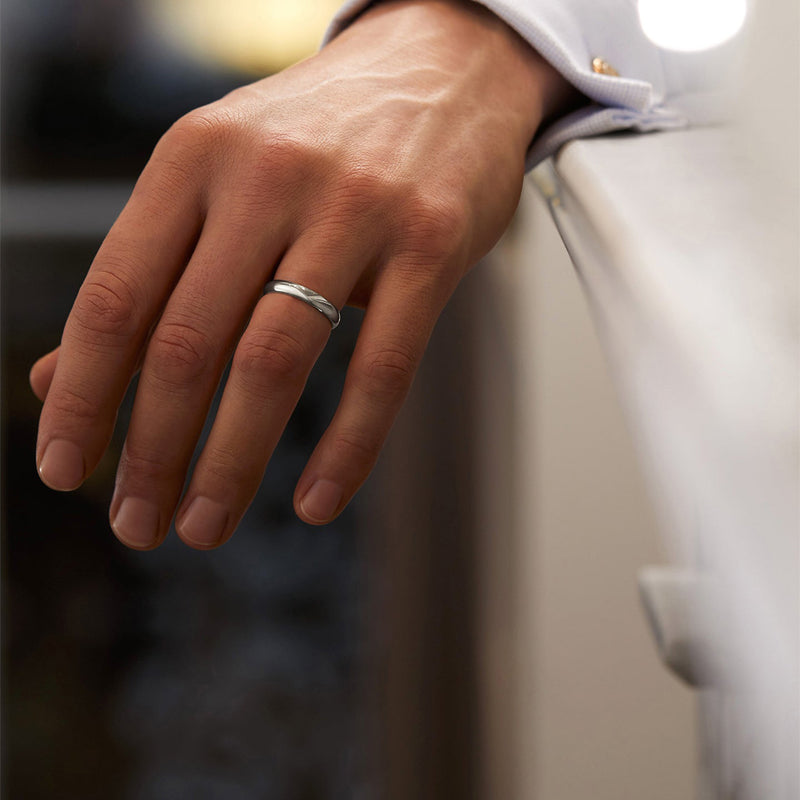 Classic Men's Court Shaped Platinum Wedding Band (4mm Width) | Boodles