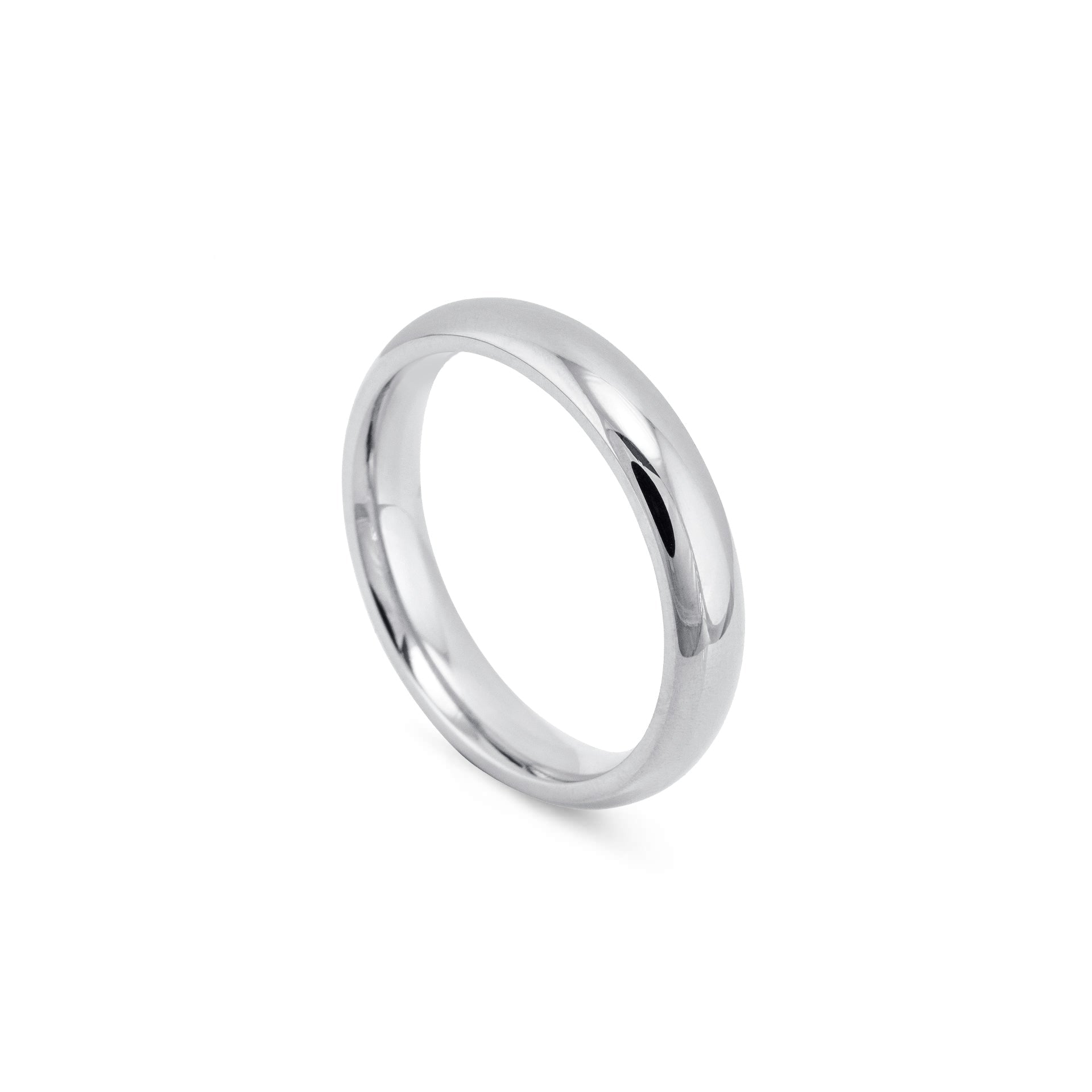 Classic Men's Court Shaped Platinum Wedding Band (4mm Width)