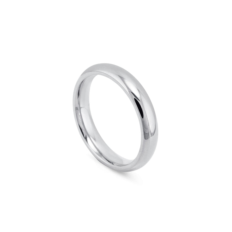 Classic Men's Court Shaped Platinum Wedding Band (4mm Width)