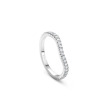 Vintage Wave Half-Hoop Platinum Diamond Wedding Band