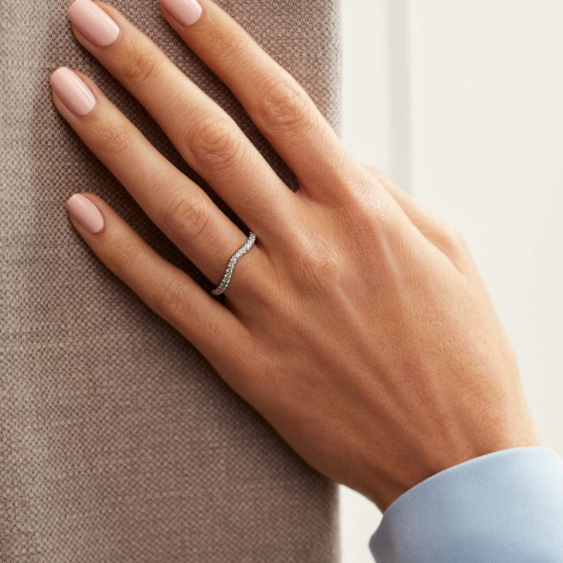 Vintage Wave Half-Hoop Diamond Wedding Band