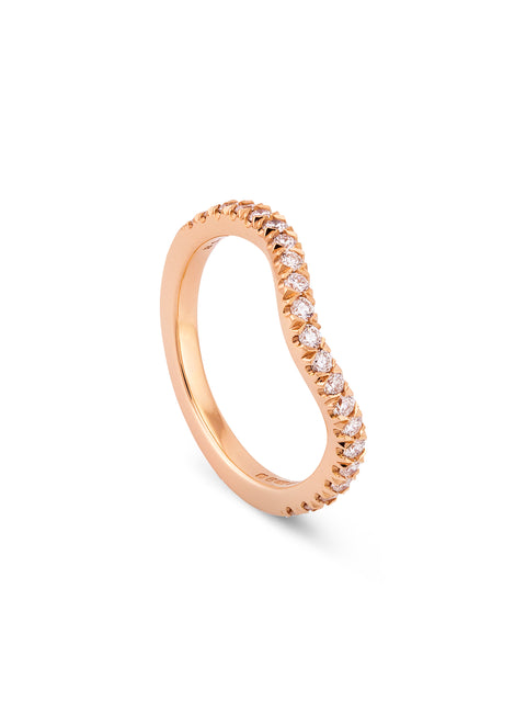 Vintage Wave Half-Hoop Rose Gold Diamond Wedding Band