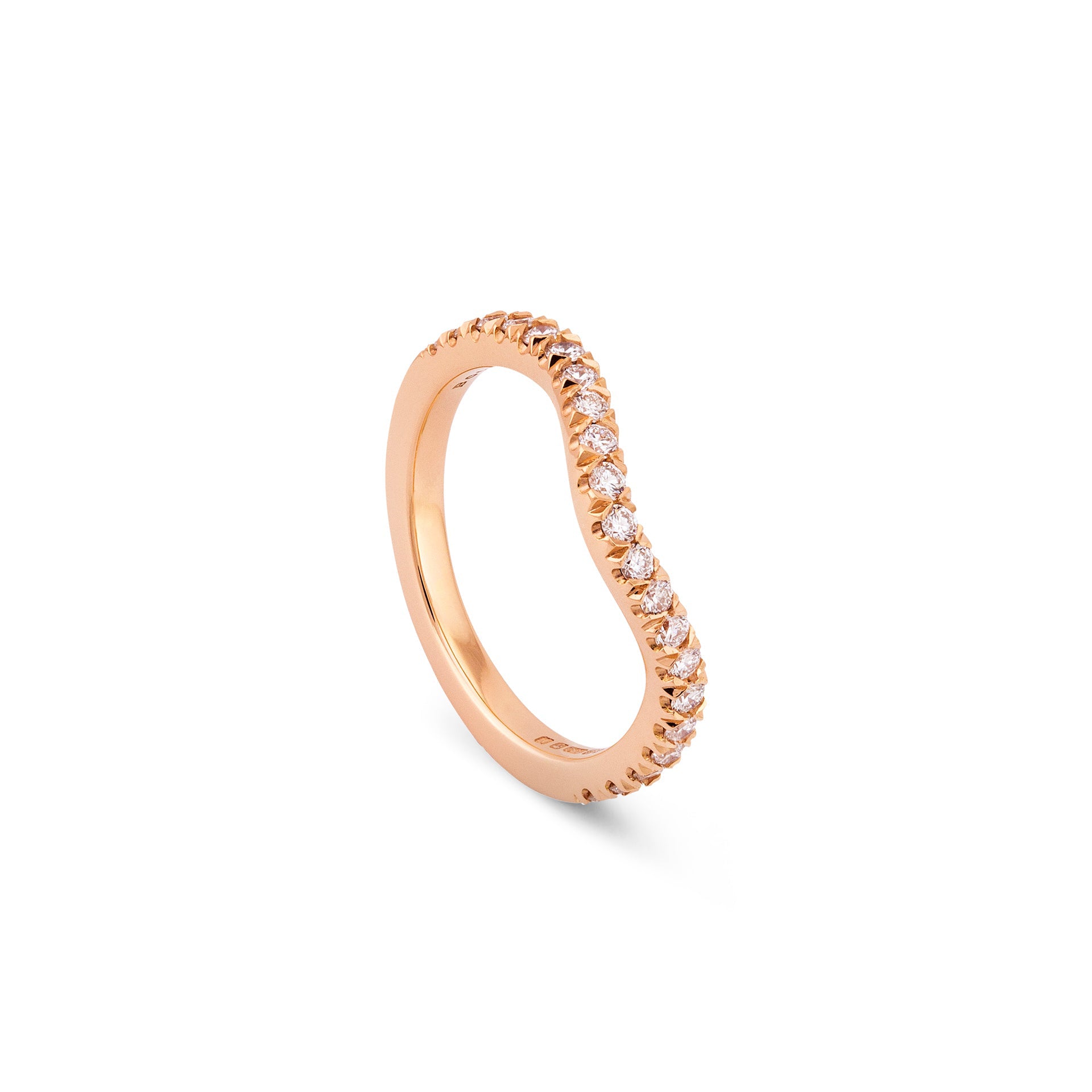 Vintage Wave Half-Hoop Rose Gold Diamond Wedding Band